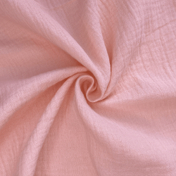 Ткань Муслин Жатый, цвет Нежно-Розовый (на отрез)  в Челябинске